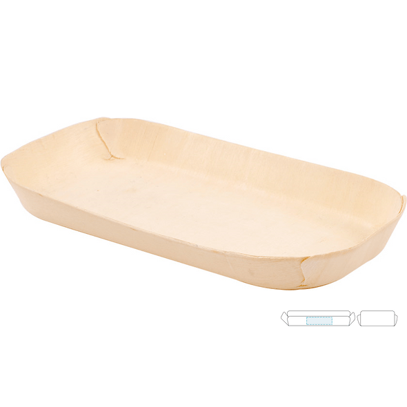 Narrow "Wood" Rectangular Barquettes with a uniform wooden side